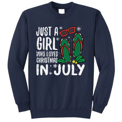 Just A Girl Who Loves Christmas In July Xmas Summer Wo Sweatshirt