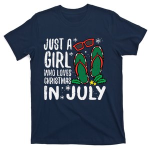 Just A Girl Who Loves Christmas In July Xmas Summer Wo T-Shirt