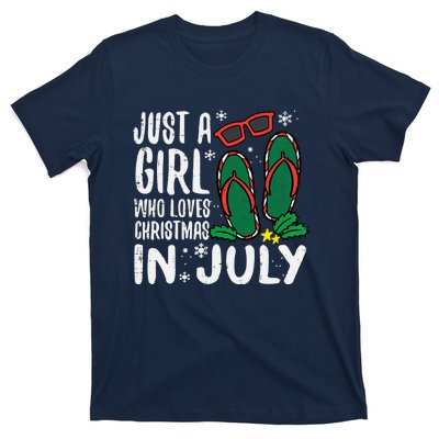 Just A Girl Who Loves Christmas In July Xmas Summer Wo T-Shirt