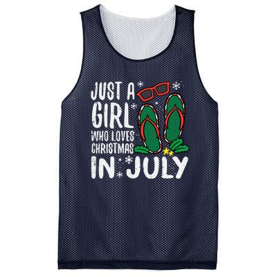 Just A Girl Who Loves Christmas In July Xmas Summer Wo Mesh Reversible Basketball Jersey Tank