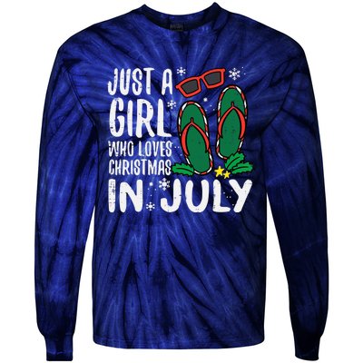 Just A Girl Who Loves Christmas In July Xmas Summer Wo Tie-Dye Long Sleeve Shirt