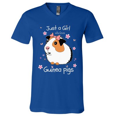 Just A Girl Who Loves Guinea Pigs Cute Pets Lover Gift V-Neck T-Shirt