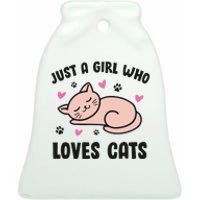 Just A Girl Who Loves Cats Ceramic Bell Ornament