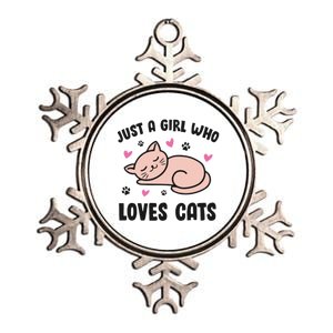 Just A Girl Who Loves Cats Metallic Star Ornament