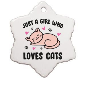 Just A Girl Who Loves Cats Ceramic Star Ornament