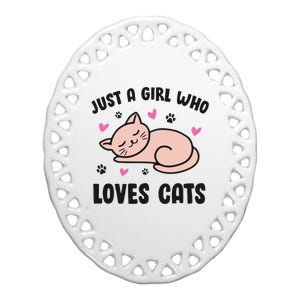 Just A Girl Who Loves Cats Ceramic Oval Ornament