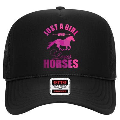 Just A Girl Who Loves Horses Watercolor Horse High Crown Mesh Back Trucker Hat