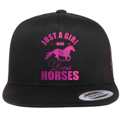 Just A Girl Who Loves Horses Watercolor Horse Flat Bill Trucker Hat