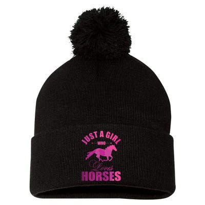 Just A Girl Who Loves Horses Watercolor Horse Pom Pom 12in Knit Beanie