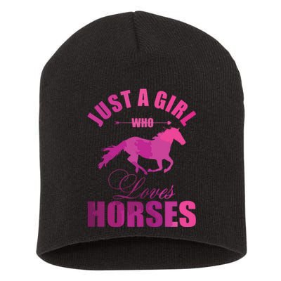 Just A Girl Who Loves Horses Watercolor Horse Short Acrylic Beanie