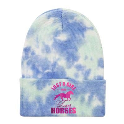 Just A Girl Who Loves Horses Watercolor Horse Tie Dye 12in Knit Beanie