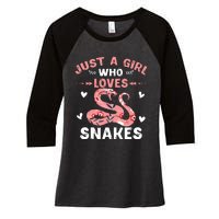 Just A Girl Who Loves Snakes Animal Snake Lover Women's Tri-Blend 3/4-Sleeve Raglan Shirt