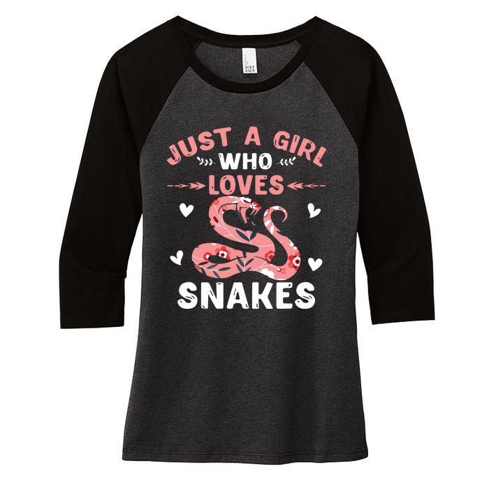 Just A Girl Who Loves Snakes Animal Snake Lover Women's Tri-Blend 3/4-Sleeve Raglan Shirt