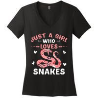 Just A Girl Who Loves Snakes Animal Snake Lover Women's V-Neck T-Shirt