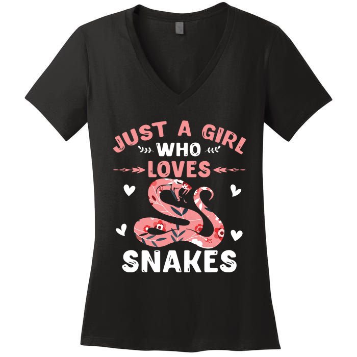 Just A Girl Who Loves Snakes Animal Snake Lover Women's V-Neck T-Shirt