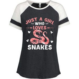 Just A Girl Who Loves Snakes Animal Snake Lover Enza Ladies Jersey Colorblock Tee