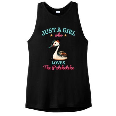 Just A Girl Who Loves The Puteketeke Great Crested Grebe Ladies PosiCharge Tri-Blend Wicking Tank