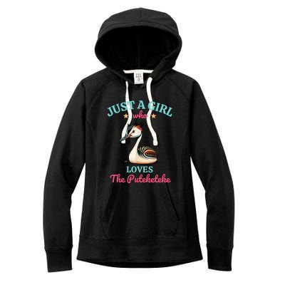 Just A Girl Who Loves The Puteketeke Great Crested Grebe Women's Fleece Hoodie