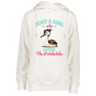 Just A Girl Who Loves The Puteketeke Great Crested Grebe Womens Funnel Neck Pullover Hood