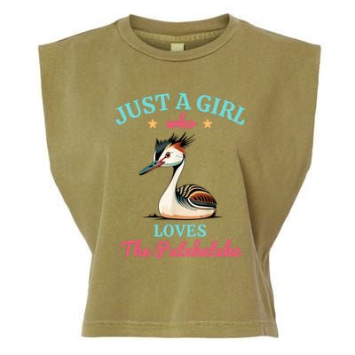 Just A Girl Who Loves The Puteketeke Great Crested Grebe Garment-Dyed Women's Muscle Tee