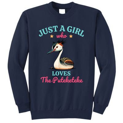 Just A Girl Who Loves The Puteketeke Great Crested Grebe Tall Sweatshirt