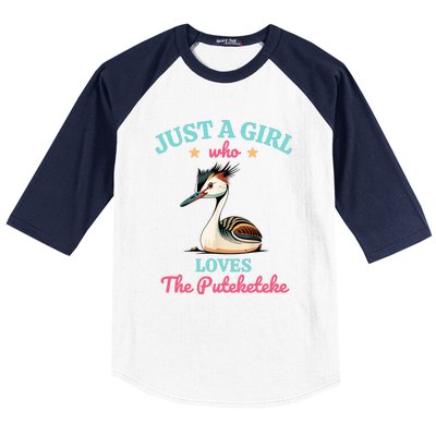 Just A Girl Who Loves The Puteketeke Great Crested Grebe Baseball Sleeve Shirt