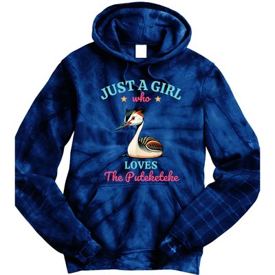 Just A Girl Who Loves The Puteketeke Great Crested Grebe Tie Dye Hoodie