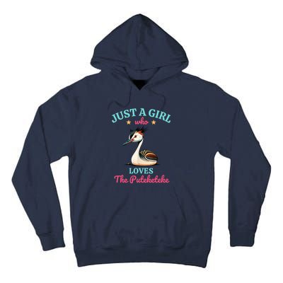 Just A Girl Who Loves The Puteketeke Great Crested Grebe Tall Hoodie