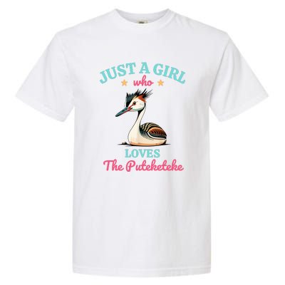 Just A Girl Who Loves The Puteketeke Great Crested Grebe Garment-Dyed Heavyweight T-Shirt