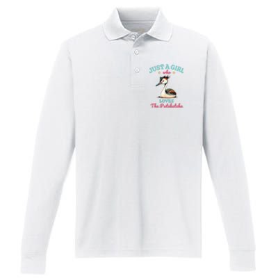 Just A Girl Who Loves The Puteketeke Great Crested Grebe Performance Long Sleeve Polo