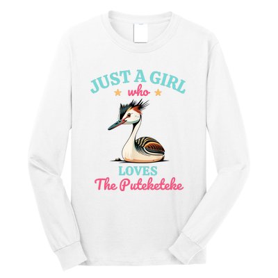 Just A Girl Who Loves The Puteketeke Great Crested Grebe Long Sleeve Shirt