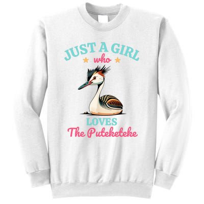 Just A Girl Who Loves The Puteketeke Great Crested Grebe Sweatshirt