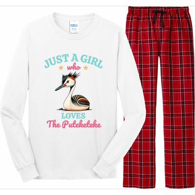 Just A Girl Who Loves The Puteketeke Great Crested Grebe Long Sleeve Pajama Set