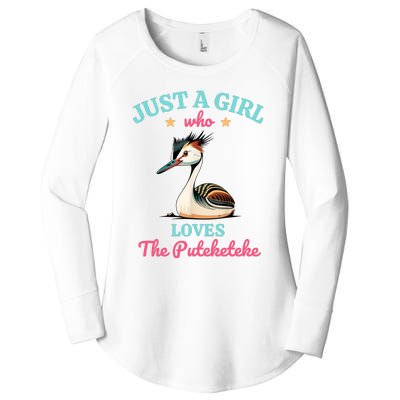 Just A Girl Who Loves The Puteketeke Great Crested Grebe Women's Perfect Tri Tunic Long Sleeve Shirt