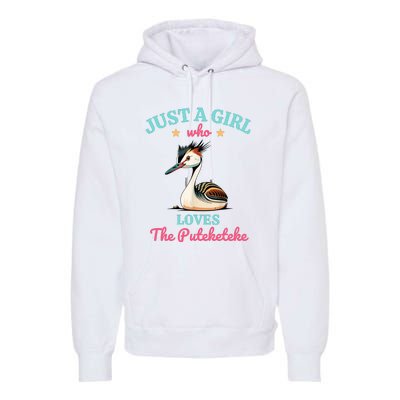 Just A Girl Who Loves The Puteketeke Great Crested Grebe Premium Hoodie