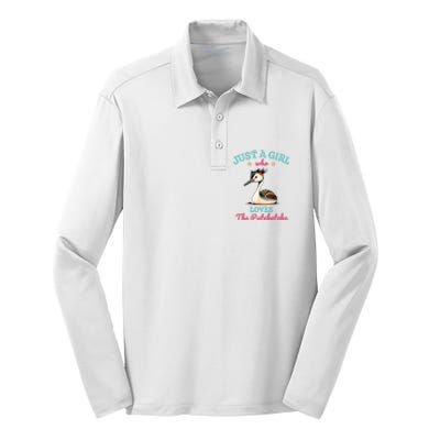 Just A Girl Who Loves The Puteketeke Great Crested Grebe Silk Touch Performance Long Sleeve Polo