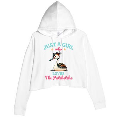 Just A Girl Who Loves The Puteketeke Great Crested Grebe Crop Fleece Hoodie