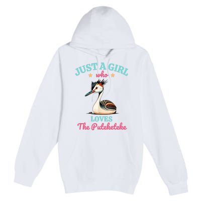 Just A Girl Who Loves The Puteketeke Great Crested Grebe Premium Pullover Hoodie