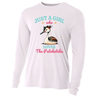 Just A Girl Who Loves The Puteketeke Great Crested Grebe Cooling Performance Long Sleeve Crew