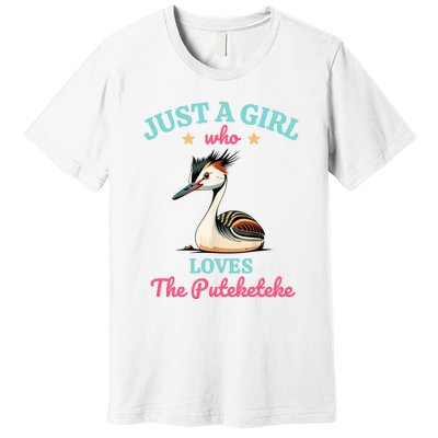 Just A Girl Who Loves The Puteketeke Great Crested Grebe Premium T-Shirt