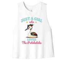 Just A Girl Who Loves The Puteketeke Great Crested Grebe Women's Racerback Cropped Tank