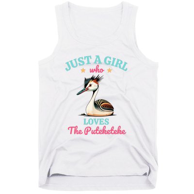 Just A Girl Who Loves The Puteketeke Great Crested Grebe Tank Top