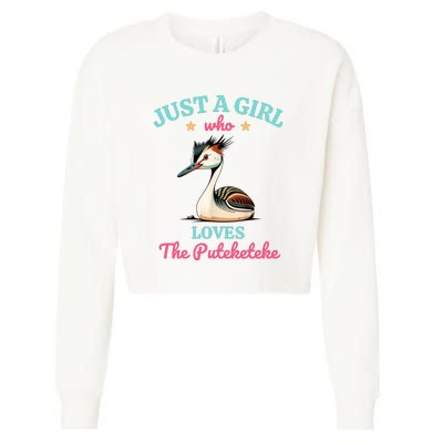 Just A Girl Who Loves The Puteketeke Great Crested Grebe Cropped Pullover Crew