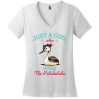 Just A Girl Who Loves The Puteketeke Great Crested Grebe Women's V-Neck T-Shirt