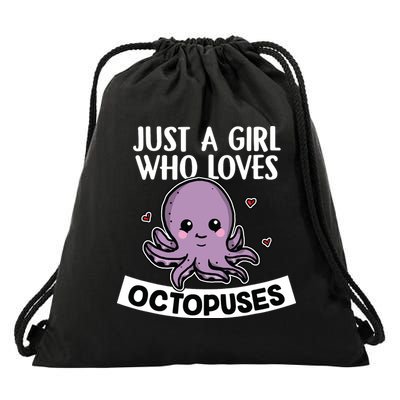 Just A Girl Who Loves Octopuses Cute Squid Octopus Costume Drawstring Bag