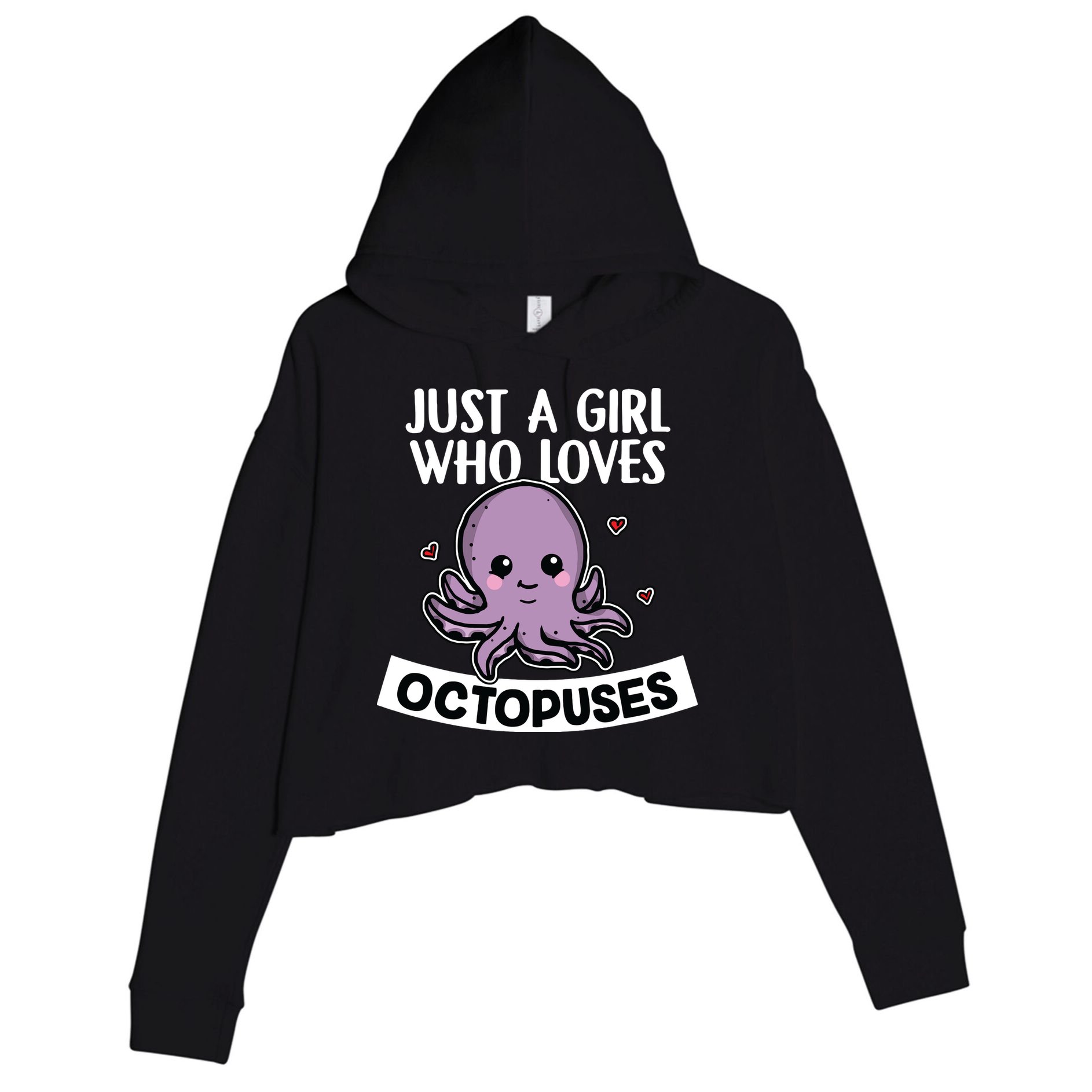 Just A Girl Who Loves Octopuses Cute Squid Octopus Costume Crop Fleece Hoodie