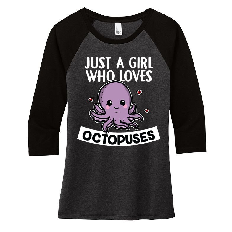 Just A Girl Who Loves Octopuses Cute Squid Octopus Costume Women's Tri-Blend 3/4-Sleeve Raglan Shirt