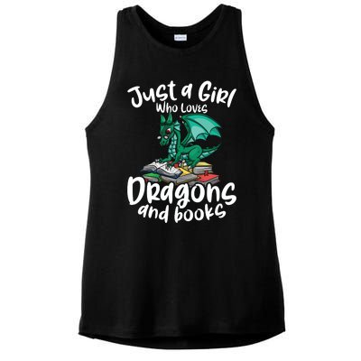 Just A Girl Who Loves Dragons And Books Reading Dragon Ladies PosiCharge Tri-Blend Wicking Tank