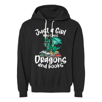 Just A Girl Who Loves Dragons And Books Reading Dragon Garment-Dyed Fleece Hoodie