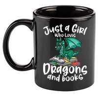 Just A Girl Who Loves Dragons And Books Reading Dragon 11oz C Handle Ceramic Mug